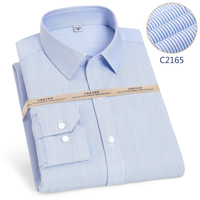 Мужская вышитая хлопковая рубашка без глажки для профессионального наряда 44