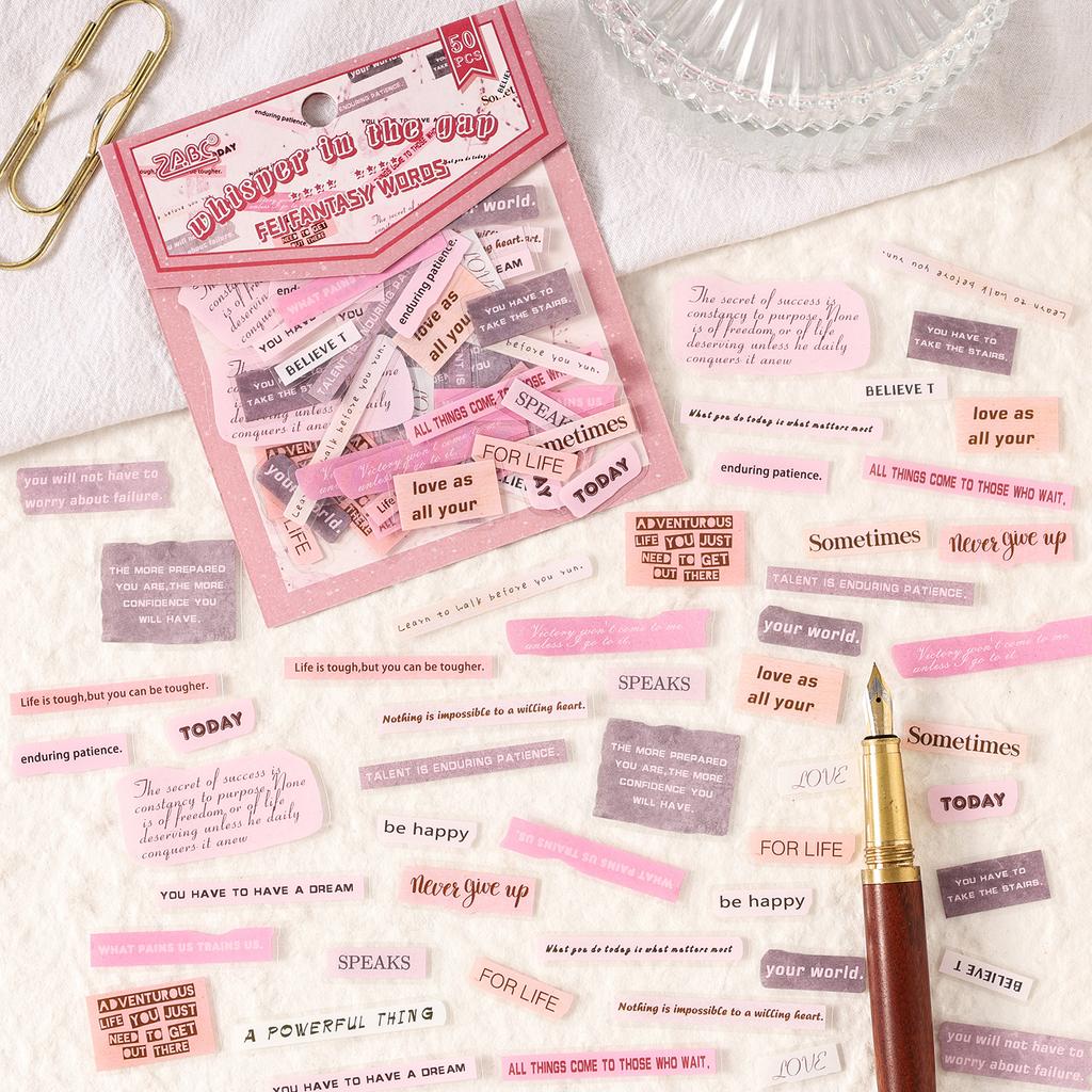 JIAMEI 50pcs/pack Creative Aesthetic English Short Sentence PET Sticker DIY Scrapbooking Decor Journal Supplies