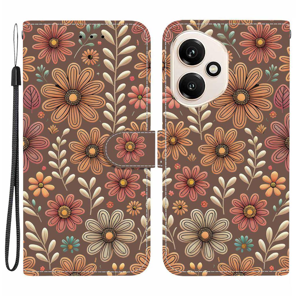 For Honor 400 5G (Global) Wallet Case Pattern Printing Leather Stand Phone Cover with Strap