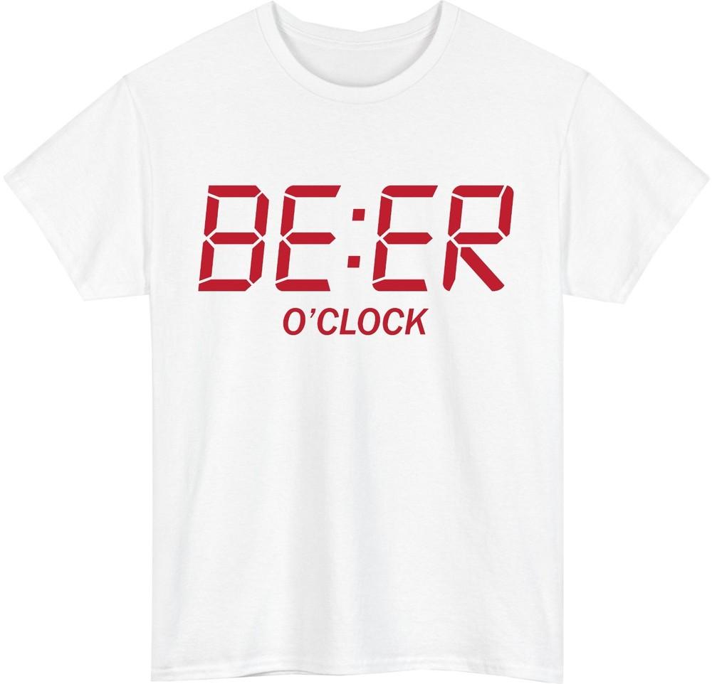 Funny beer o clock unisex tshirt  digital clock drinking sarcastic meme tee