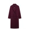 Women Fashion Burgundy Coat Double Breasted Long Sleeve Lapel Blends Jacket High Street Outerwear
