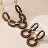 Geometric Brown Matte Vintage Earring Necklace Women Temperamental Accessories
