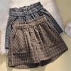 Plaid Woolen Shorts Women's Autumn and Winter High-waisted Large-size Women's Clothing Bottoming Out and Wearing Thin Wide-leg Casual Pants