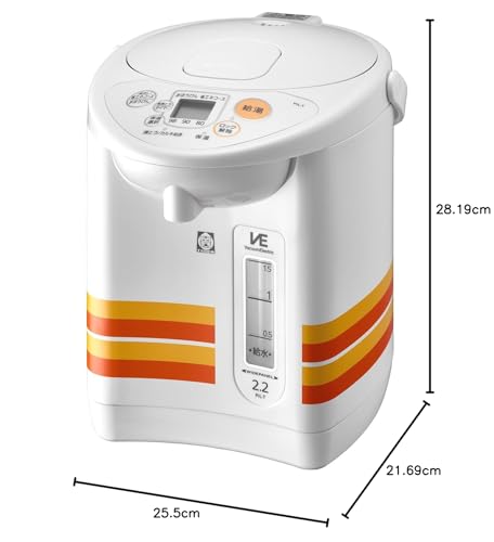 Tiger Vacuum Flask (TIGER) VE Electric Kettle, 2.15L, Web-Exclusive, 100th Anniversary Model, Reprint, Retro Orange Stripe Pattern, PIL-T220WO