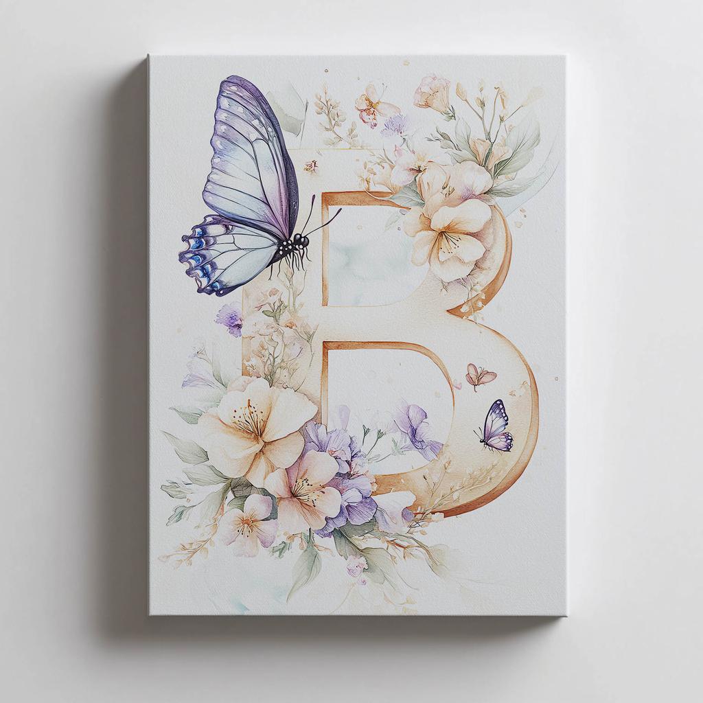 Plakat "B" W Kwiatach I Motylach Plakat "B" W Kwiatach I Motylach, 40X50 Cm, Rama Aluminiowa Czarna, Papier Matowy 230 Gsm