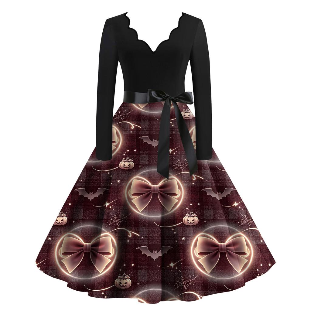 Women's Halloween Printed Maxi Dress for Party