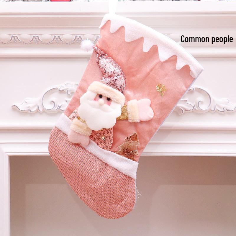 Pink Series 3D Santa Stocking for Christmas - Large Size Candy & Gift Holder