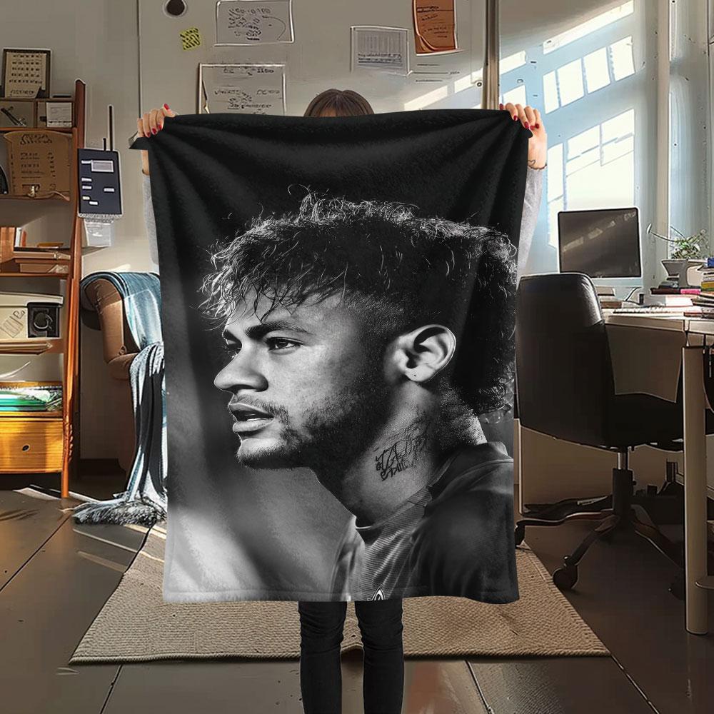 1PC Neymar Patterned Flannel Blanket Suitable For All Seasons for Home Decor Warmth and Comfort Gifts Holiday Present