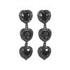 New High-Grade Black Long Love Earrings Temperament Luxury Rhinestone Earrings Prom Earrings Women's Earrings 1 Pair