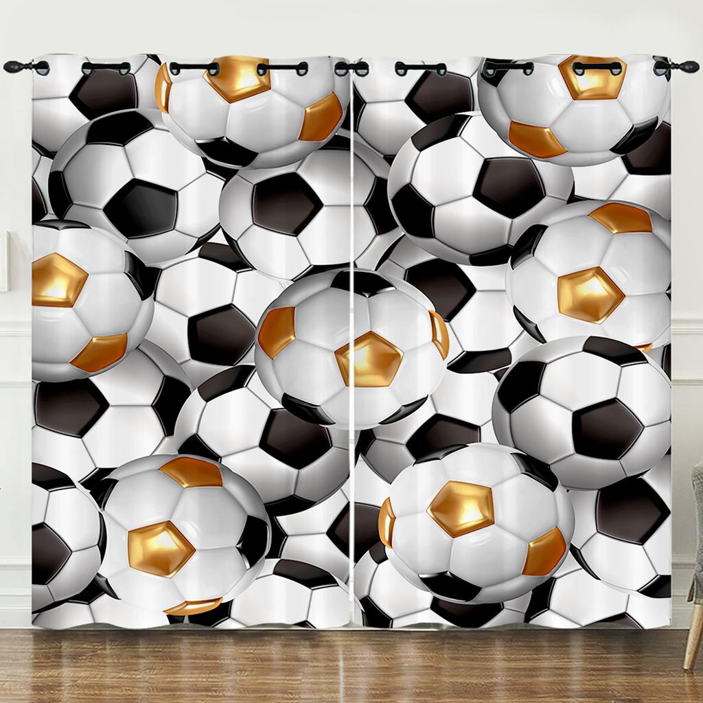 Fleur Rideau Chat Football Coupe du Monde Impression Numérique 3D Rideau Occultant Perforé