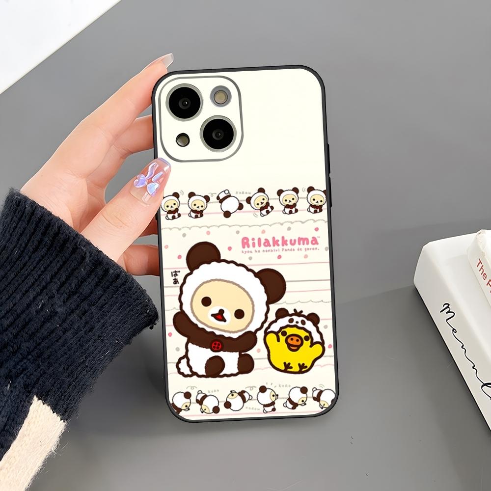 Cute Rilakkuma Bear Phone Case For Iphone 16 Plus 15 14 Pro Max 13 Mini 11 12 Xr X Xs 6 7 8 SE Plus Back Cover
