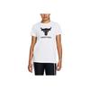 Under Armour Project Rock Johnson Letter Casual Crew Neck T-Shirt Women T-Shirts White 1382701-100