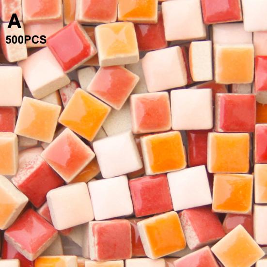 500Pcs 1x1cm Ceramic Mix-color Square Glass DIY Crafts Mosaic Tiles Art