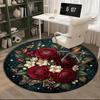 Roses And Berries Design round carpet Chair cushion Round Entryway Rug, Soft Round Rugs for Living Room, Bedroom, Circle Carpet decor gifts