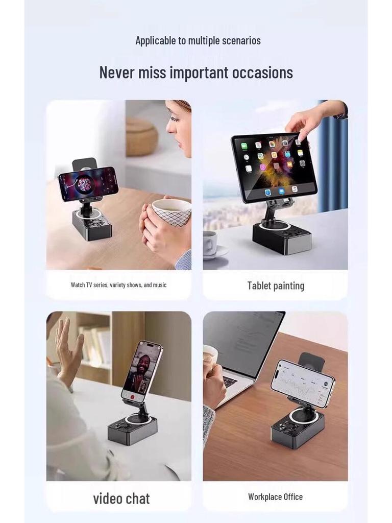 Multifunctional Bluetooth Speaker & Phone Holder: Folding, Rotating Stand for Easy Viewing and Music. Perfect for Lazy Days! Portable and Convenient.