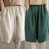 Cotton and Linen Casual Pants Women's Spring and Autumn Large Size Loose Harem Pants High Waist Slim Five-point Pants