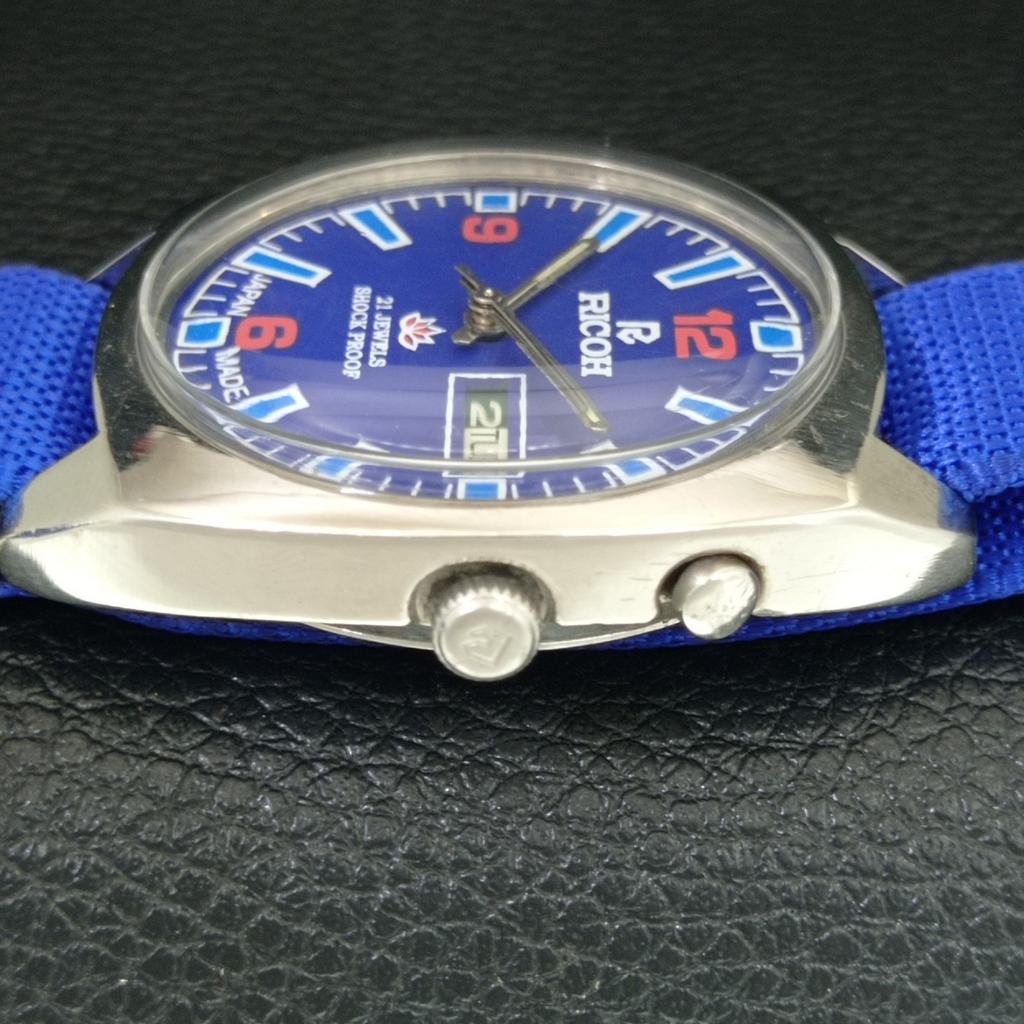 AUTOMATIC VINTAGE RICOH R31 JAPAN MENS BLUE COLOR DIAL WATCH a707719-1