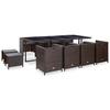 13 Piece Garden Dining Set with Cushions Poly Rattan Brown