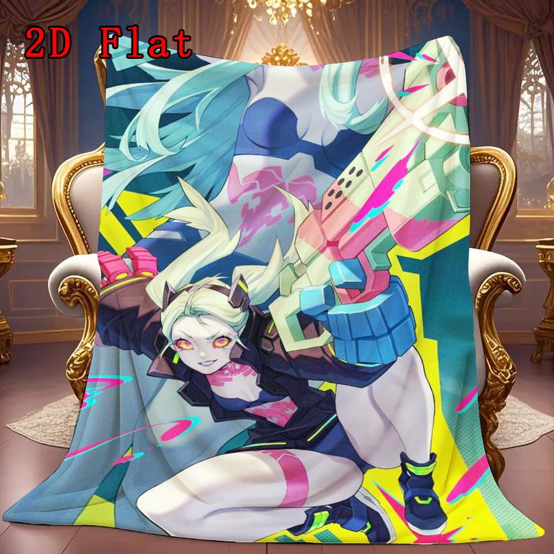 Cyberpunk 2D Flat Pattern Flannel Blanket High Quality All Seasons Warmth and Comfort Perfect for Christmas Gifts.MMT0918468