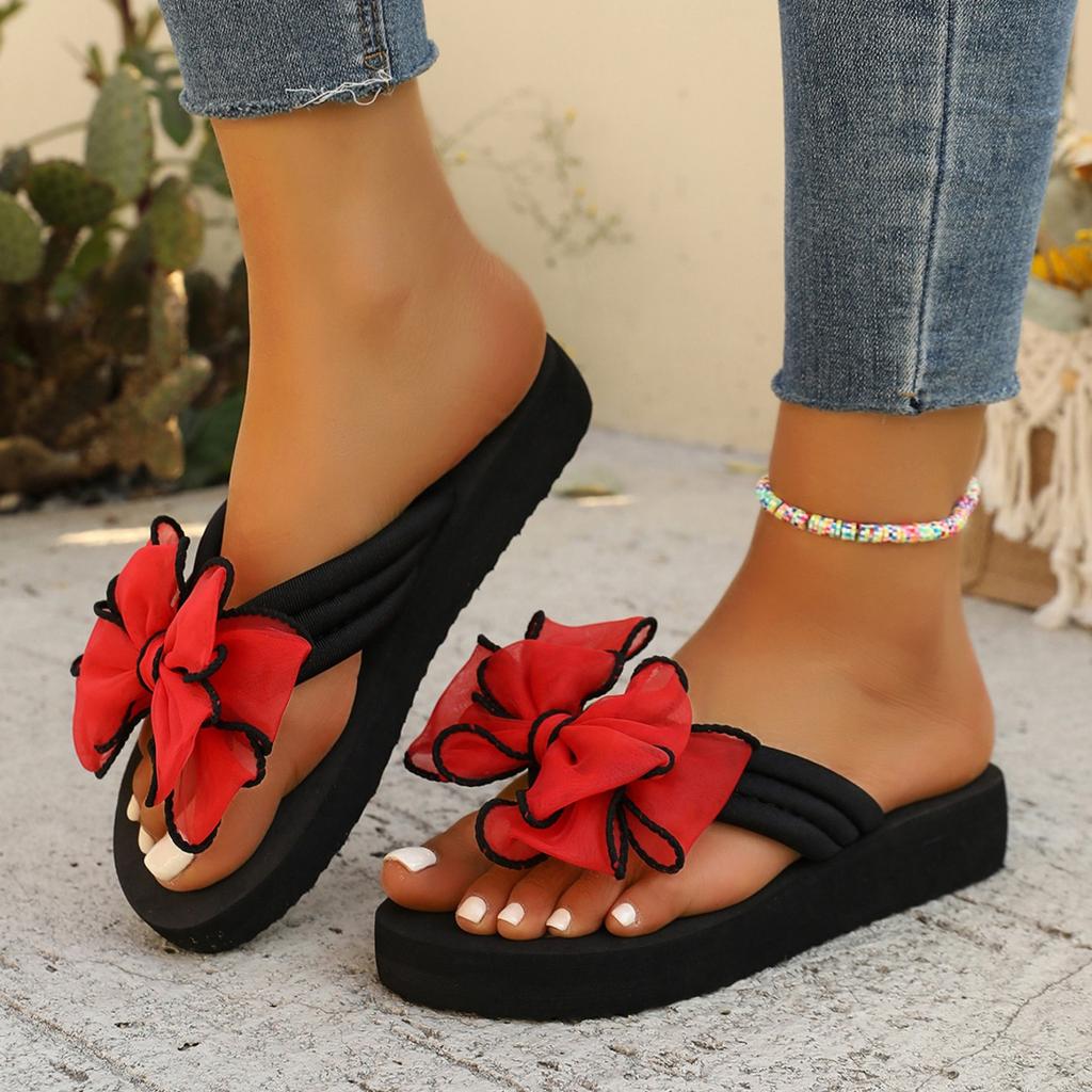 2026 Women Slippers Bow Summer Sandals Indoor Outdoor Beach Shoes Summer Women Slippers Flip Flops On The Platform Slides Women