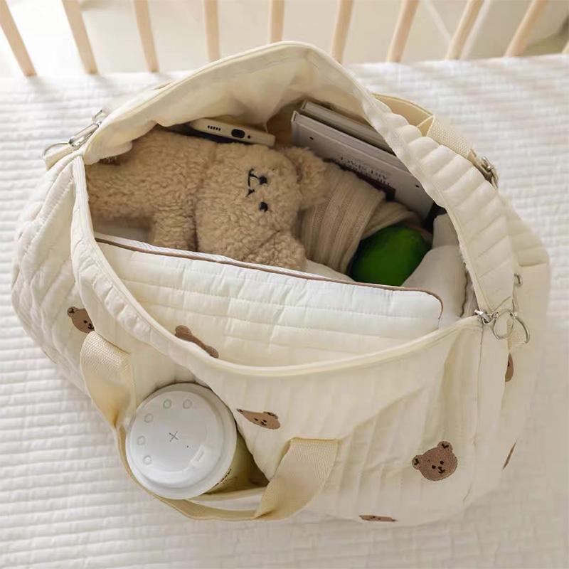 Universal Space Baby Diaper Bag with Zipper, Embroidery Mom Handbag Stroller Accessories Storage Bag for Diaper, Phone, Keys