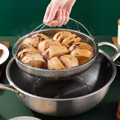 Steamer Basket Stainless Steel Vegetables Meat Pasta Steamer Rack Removable Handle Versatile Drain Basket with for Kitchen