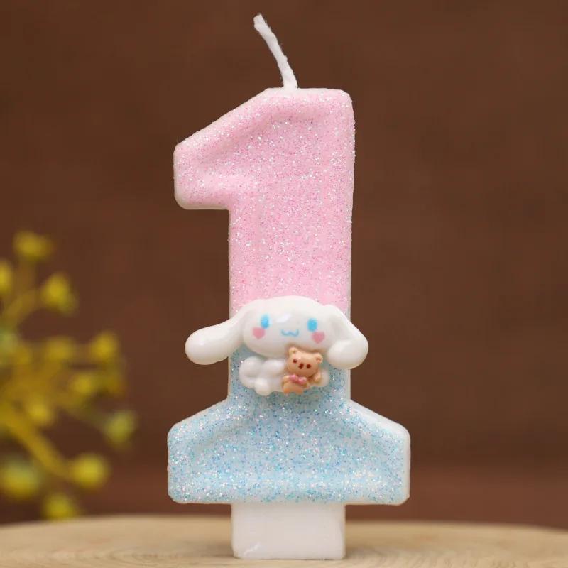 0-9  Birthday Number Candles Cute Number Candle Cinnamoroll Pink Blue Candles Top of Cake Baby Birthday Party Supplies Toy