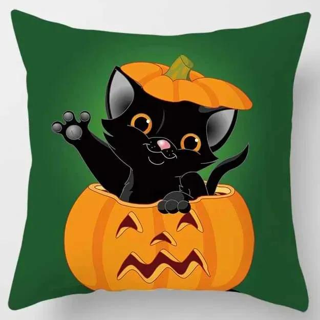 

Taie d Oreiller Décorative à Motif de Citrouille, Lanterne, Chat, Horreur, Halloween, pour Bureau, Salon, Canapé, Voiture 60x60cm