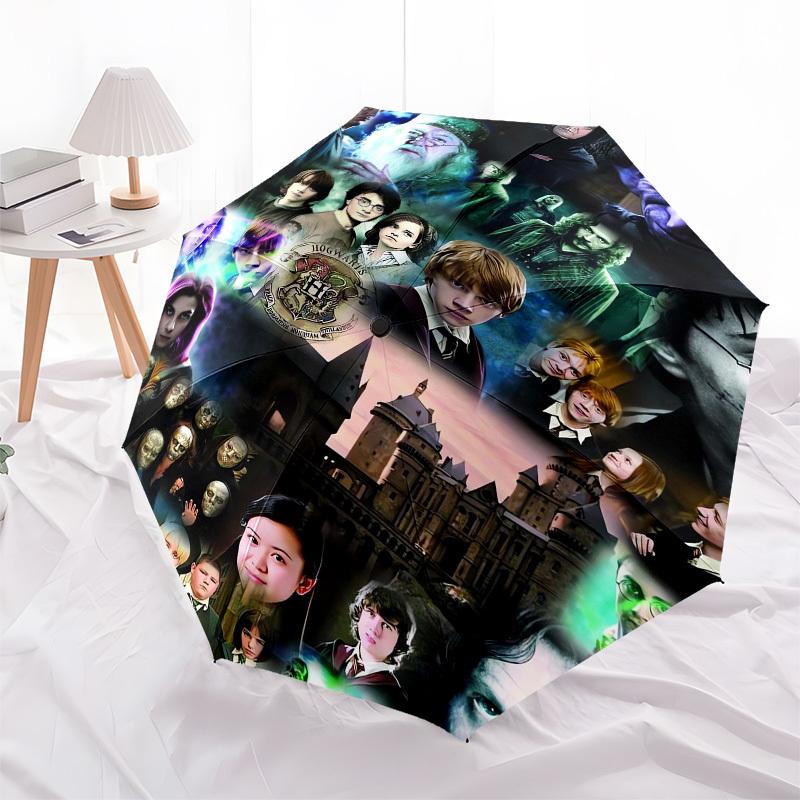 1pc Harry Potter Hogwarts Castle Characters Umbrella with Plastic Handle,Cartoon Pattern,Suitable for All Seasons Multi-functional Umbrella325