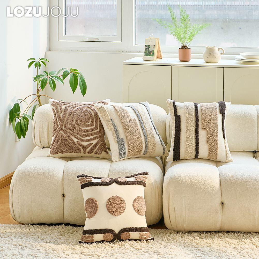 

1PC LOZUJOJU Bohemian Retro Ethnic Style Pillowcase Embroidered Soft Cushion Cover for Sofa Living Room Bedroom Home Decor W45cm x L45cm