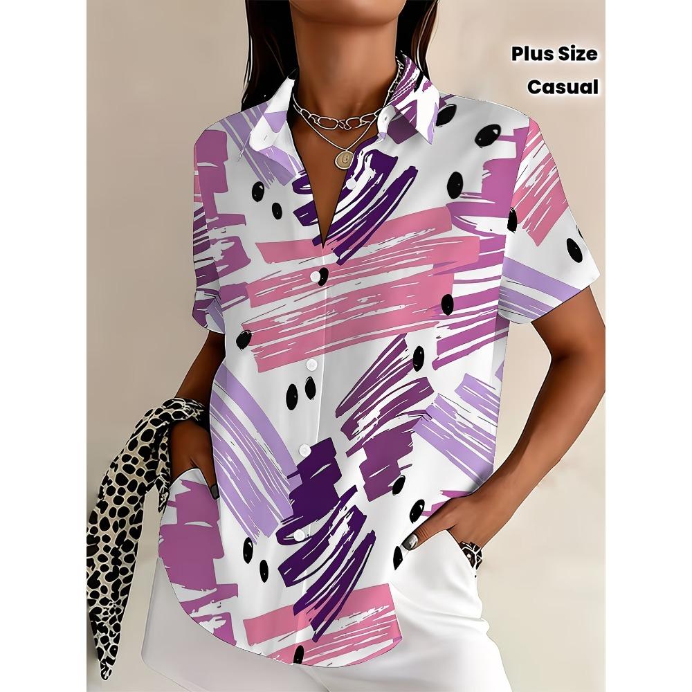 Camisa Minimalista de Verano con Estampado Digital Floral Camisa de Botones Superior para Vacaciones en la Playa Hawaiana Camisa Casual para Mujer