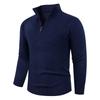Men's Solid Color Long-sleeved Turtleneck Pullover Fashionable Semi-zipper Knit Top