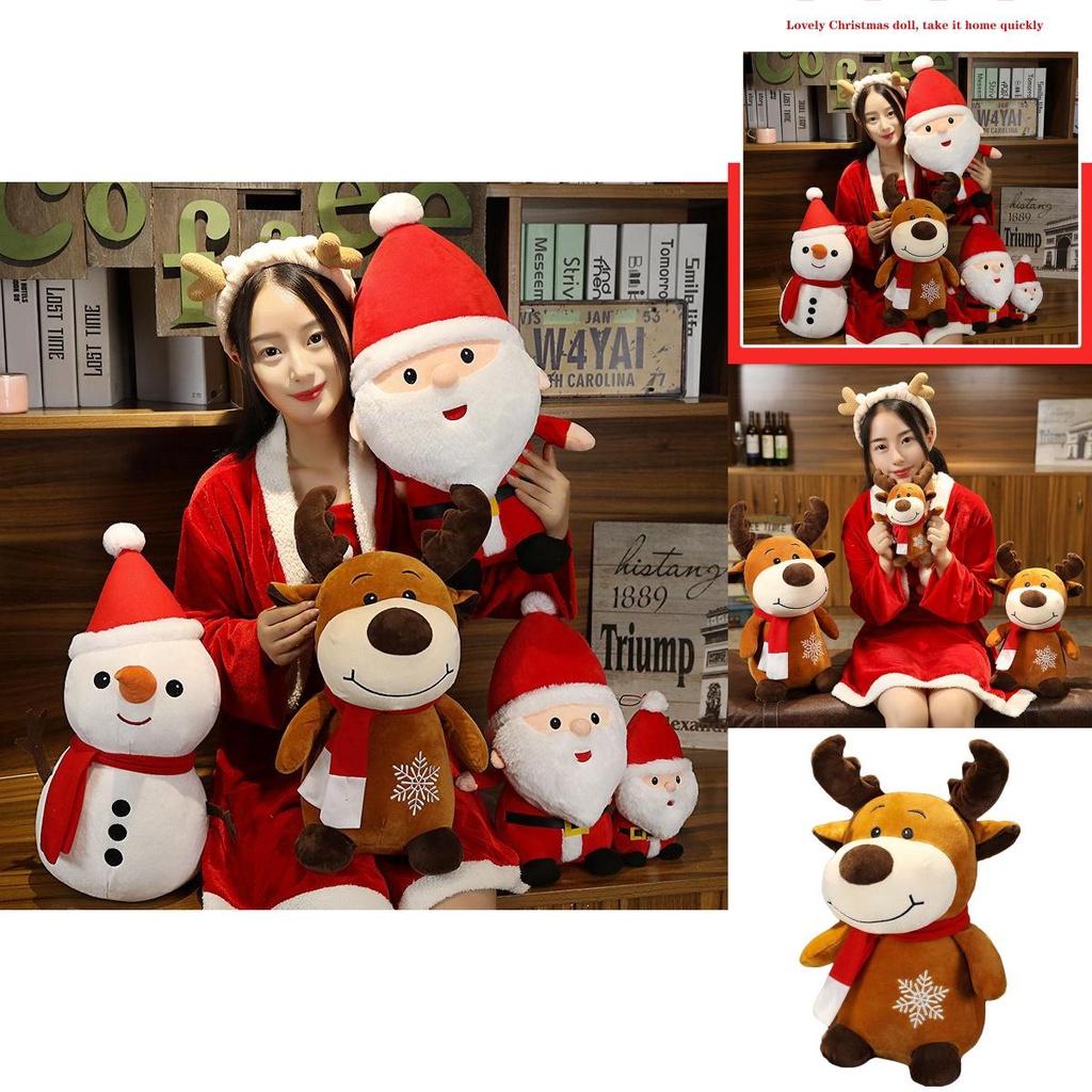 Cute And Cuddly Christmas Plush Santa Elk Snowman Doll Ideal For Holiday Decor