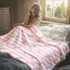 Sakura Dango Stripe Flannel Blanket Warm Soft Halloween Christmas Decorative Couch Warm Cozy All-Season Gift
