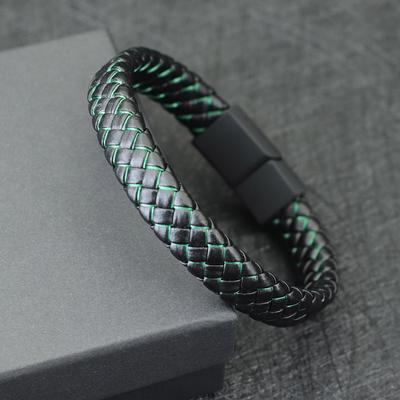 Hiphop Men Leather Bracelet Detachable Black Magnet Clasp Bangle Gift for Boyfriend Punk Hand Bands For Male