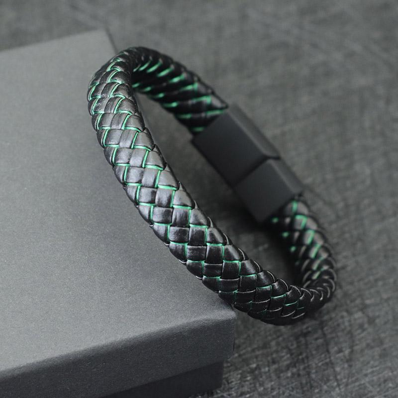 Hiphop Men Leather Bracelet Detachable Black Magnet Clasp Bangle Homme Boyfriend Gift Pulsera Hombre Punk Hand Bands For Male