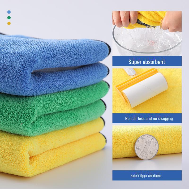 Thickened Double-Sided Coral Fleece Car Wash Towel - Water-Absorbent & Quick-Drying Cleaning Cloth with Custom Logo