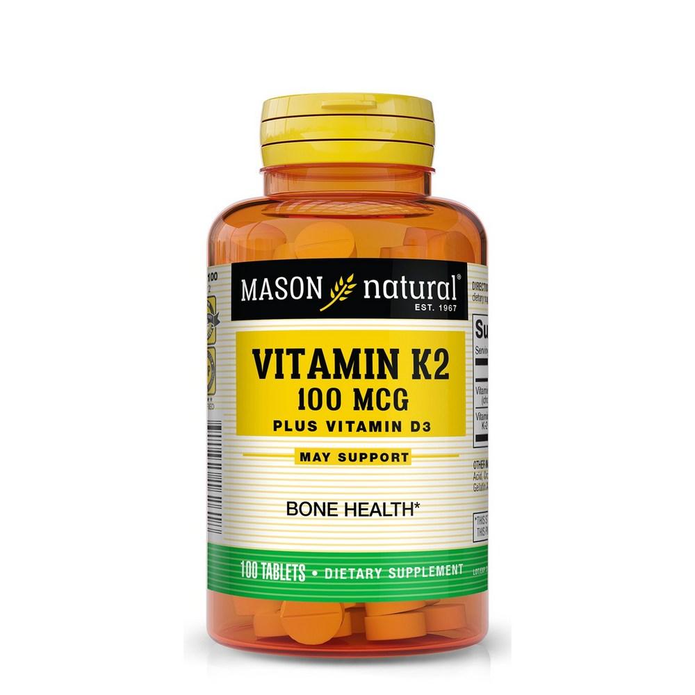 Mason Naturals Vitamin K2 100mcg Plus D3 Tablets 100 pcs 1 pcs