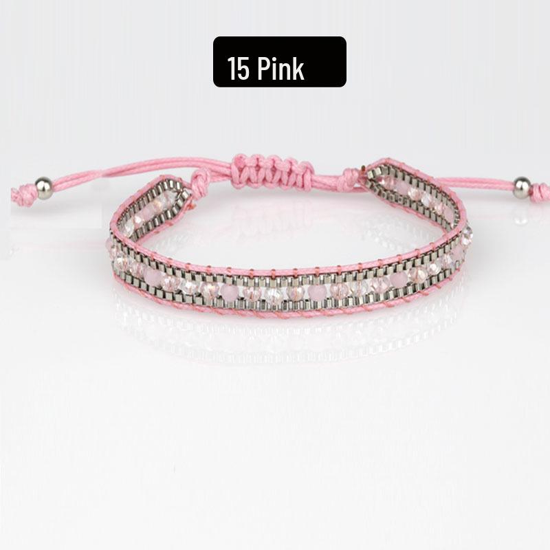 Bohemian Handmade Woven Crystal Beaded Friendship Bracelet for Women