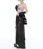 Women's High Waist Retro Frayed Jeans - Spring/Autumn 2025 Wide Leg, Floor-Length