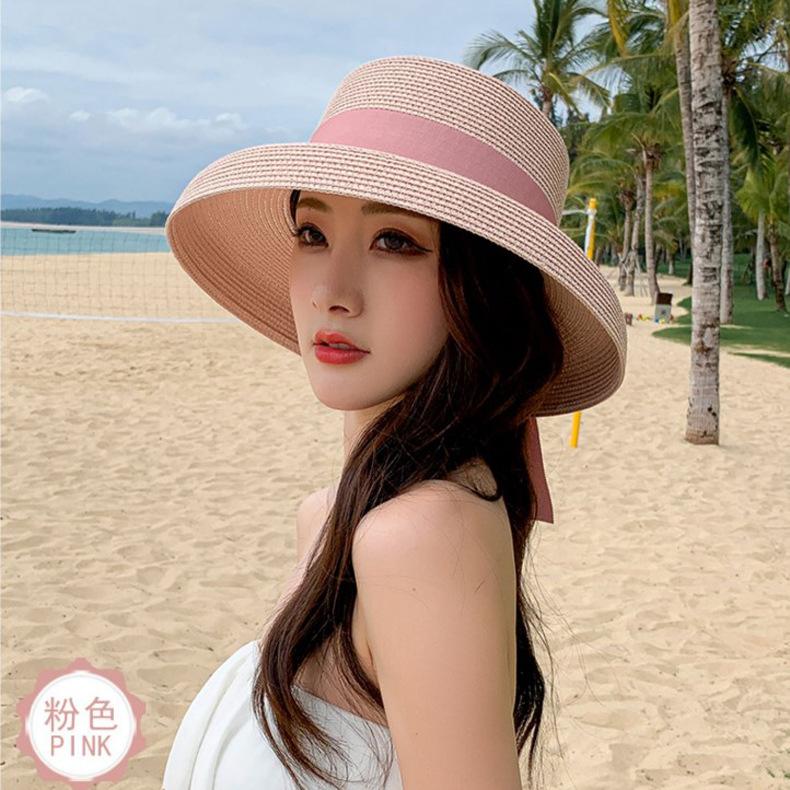 Hepburn Straw Hat Sunshade Sunscreen Seaside Beach Hat Women'S Spring And Summer Big Edge Sun Hat Ins Wind Wide Brim Big Brim