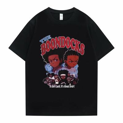 Νέο The Boondocks Huey και Riley Μπλουζάκι με στάμπα Ανδρικό Γυναικείο Καθημερινό Μπλουζάκι Μόδας Αστείο Ανδρικό Βαμβακερό Μπλουζάκι Κοντομάνικο Hip Hop T-Shirt