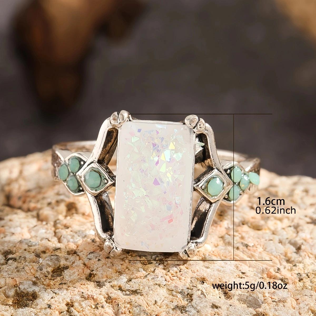 

Антикварное серебряное кольцо для невесты с белым опалом Size 10