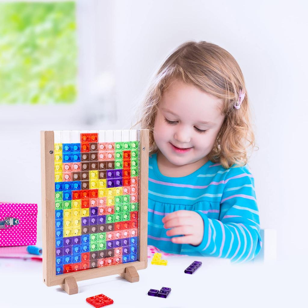 HSRG 3D Tetris Creative Russian Desktop Game Building Blocks Board Tangram Math Kids Educational Toy, Helps Intelligence Development