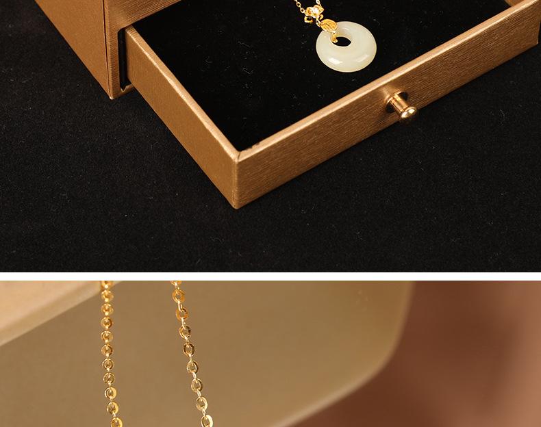 S925 Sterling Silver Hetian Jade Fu Character Necklace, Chinese Style Light Luxury Clavicle Chain for Women - Elegant Gift Accessory