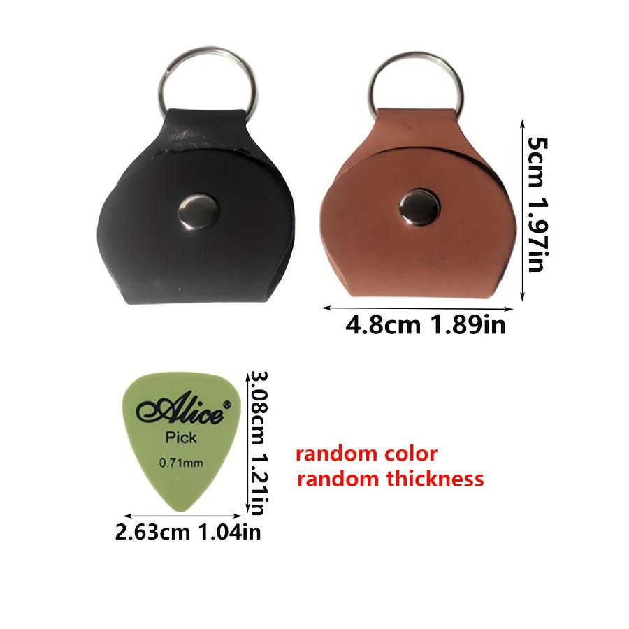 PU Leather Guitar Pick Storage Bag with 3 Random Picks Portable Pick Holder Organizer Pouch for Guitarists Bassists Brown JXB