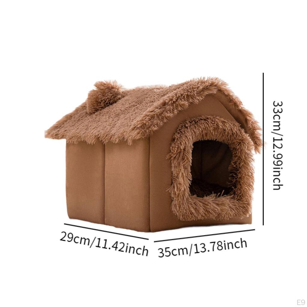 Cat Beds Pet Dog House with Removable Cushion Comfortable Indoor Enclosed Tent Hut Detachable