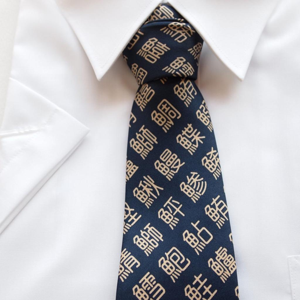[Shikisai No Mise] Sushi Tie, Fish-Radical Kanji Character, Toyama Bay Design, Perfect for Chefs and Chefs (Small Kanji)