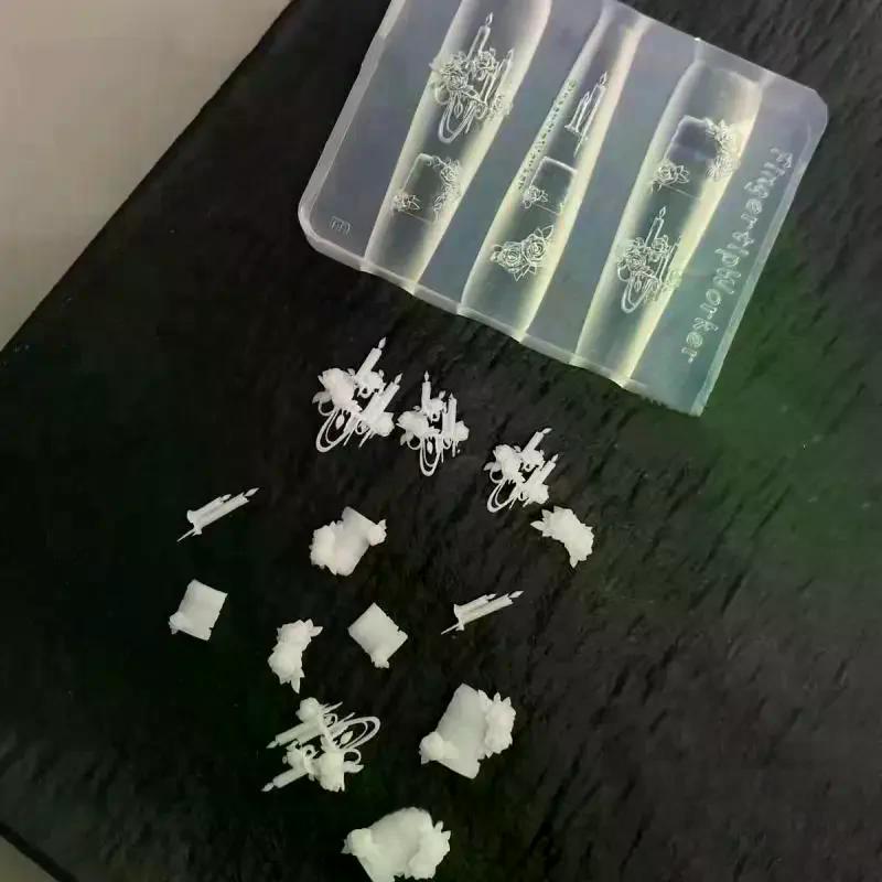 3D Fruit Silicone Nail Mold Sweet Flower Petals DIY Design Manicure Template Carving Nail Art Stencil Soft Stamping Mold Tools