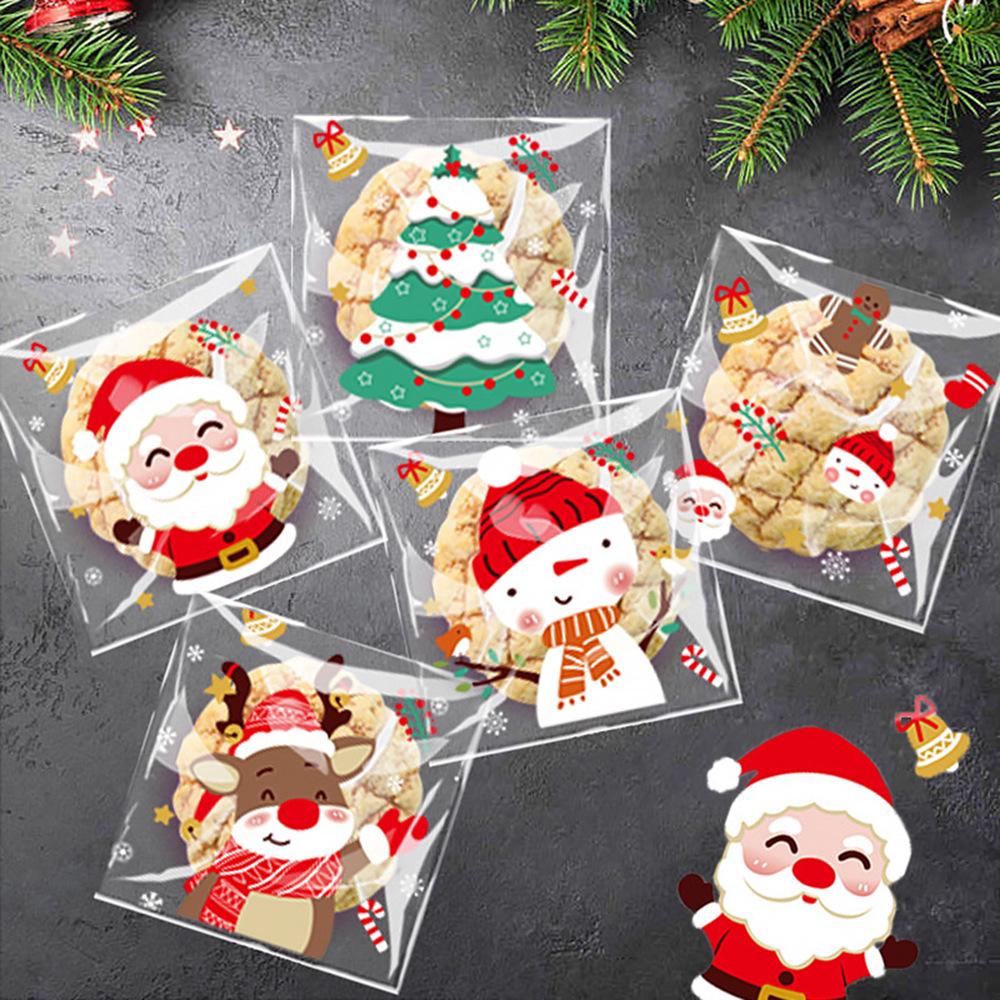 100 Pcs Variety Pack: Christmas OPP Self-Adhesive Bags for Sweets, Snacks, Cookies & Pastries